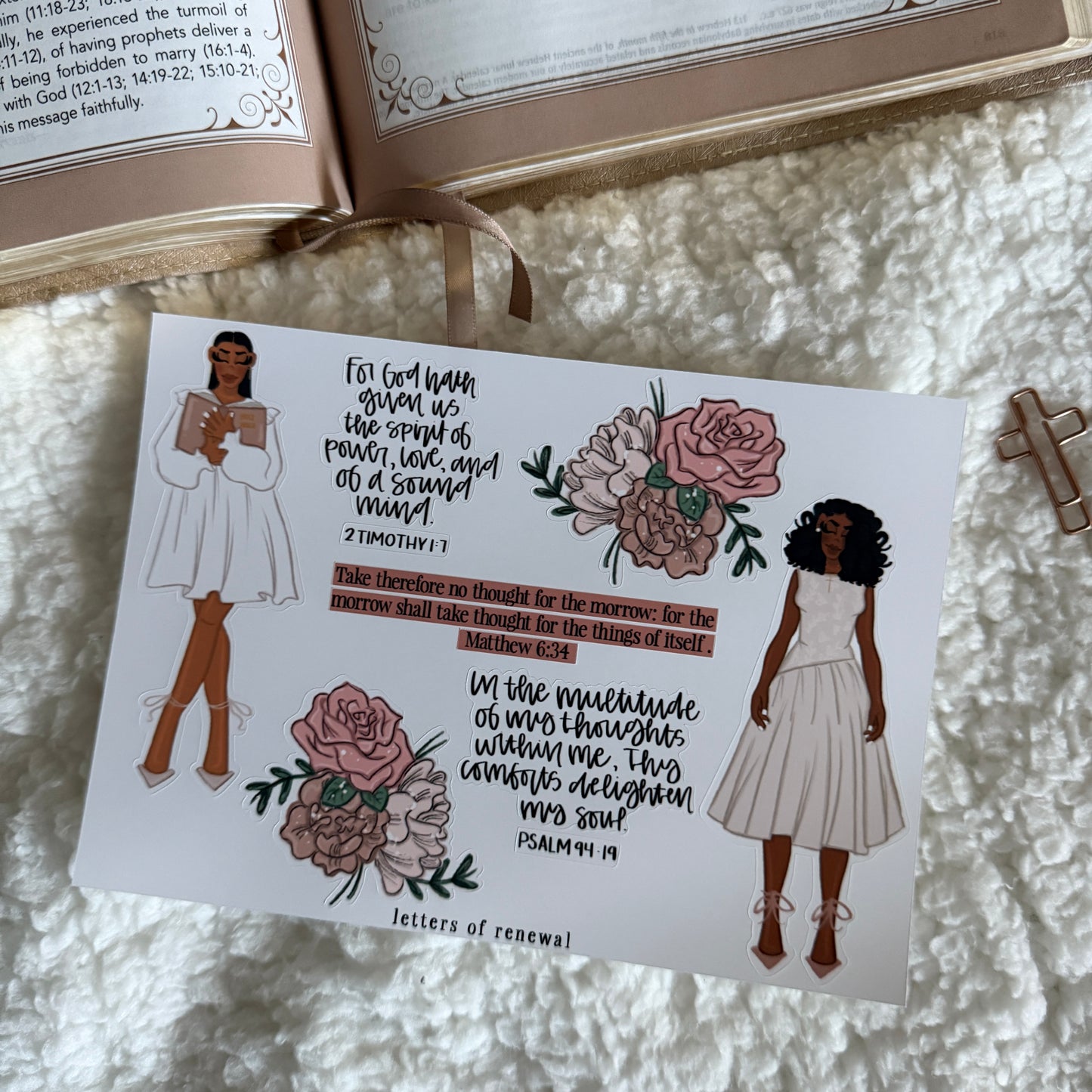 Psalm 94:19 x 2 Timothy 1:7 Sticker Sheet