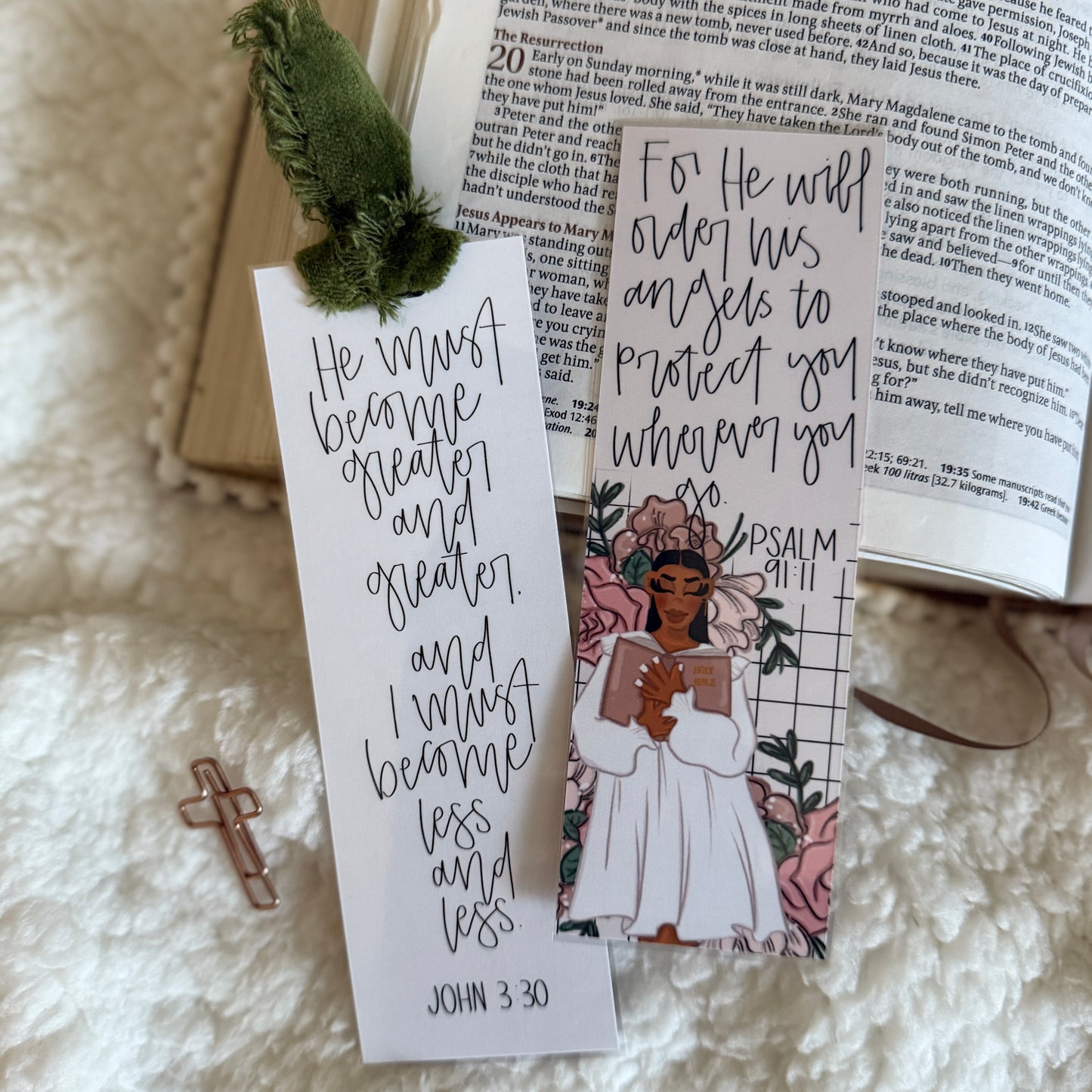 Psalm 91:11 x John 3:30 Bookmarks | Set of 2