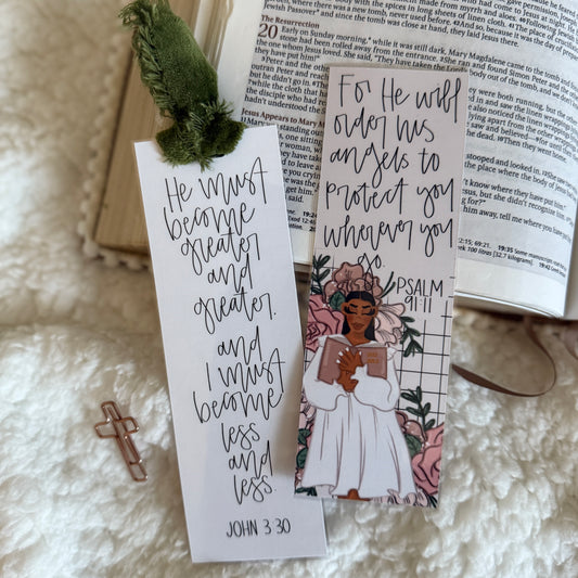 Psalm 91:11 x John 3:30 Bookmarks | Set of 2